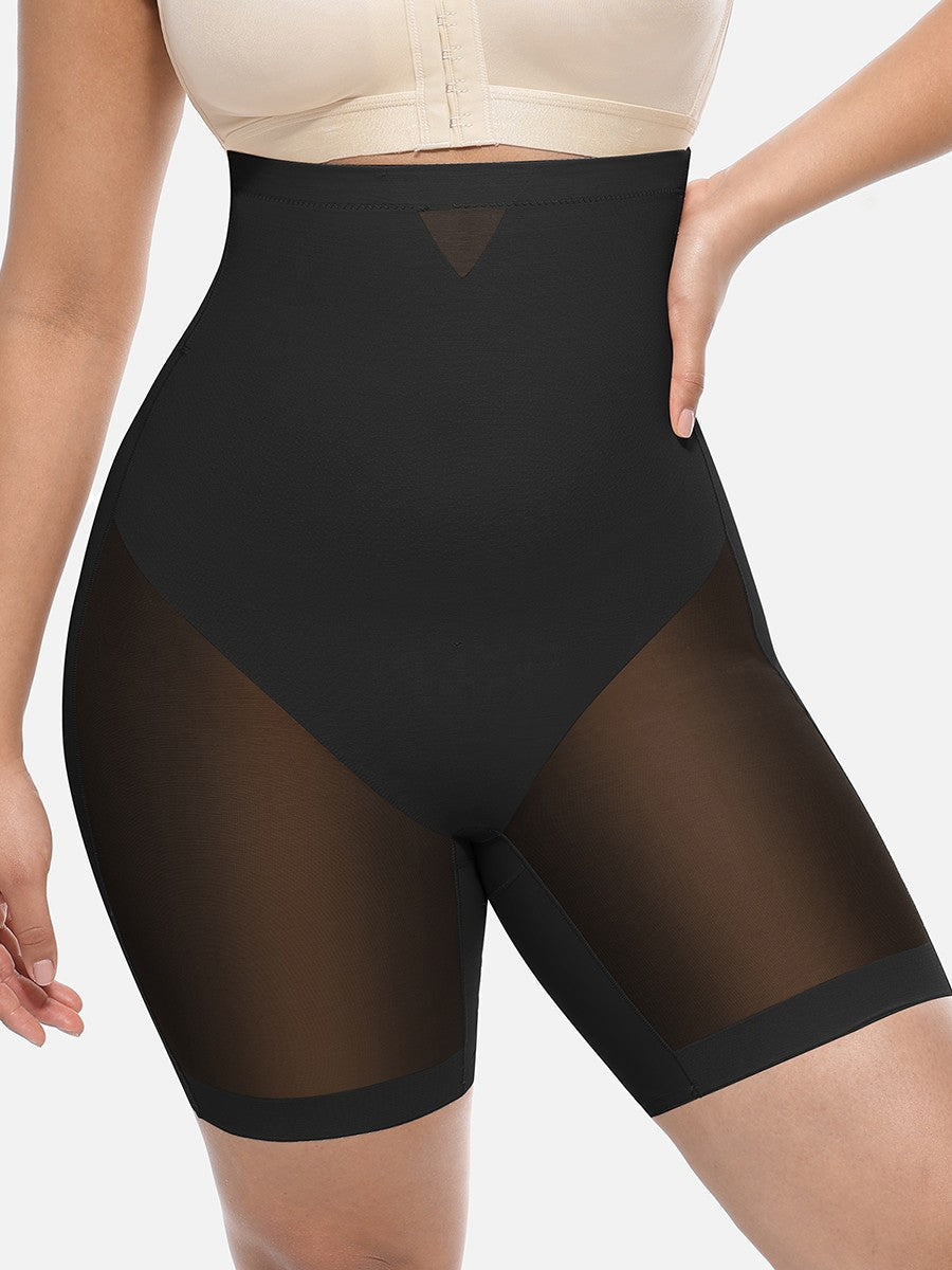 Mesh Women's High-Waisted Shorts | Breathable Mesh Fabric, Mid Thigh Length