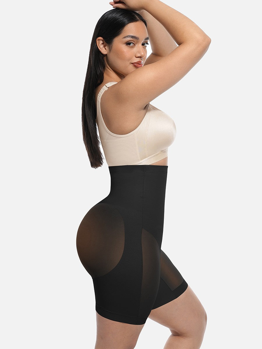 Mesh Women's High-Waisted Shorts | Breathable Mesh Fabric, Mid Thigh Length